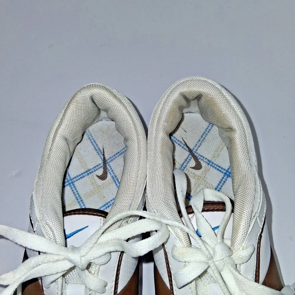 Nike TAC Power‎ Channel White/Brown Leather Lace Up Golf Shoes Women's Size 6.5
